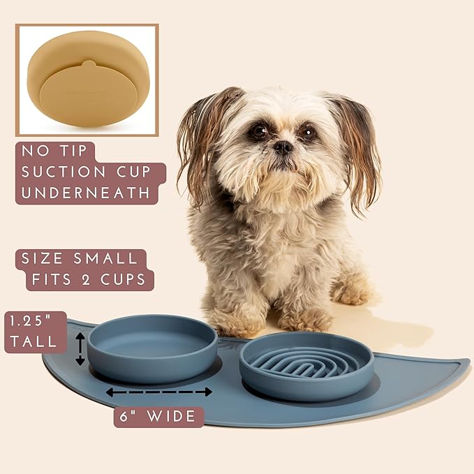 Should We Go? Dog Water Bowl - The Perfect Dish No-Spill, Less Mess Non-Tippable Water & Food Bowl, Pure Silicone with Suction Cup, Fits 2 Cups 6” Across x 1.25” Tall, Ideal for All Pets, Small-Blush