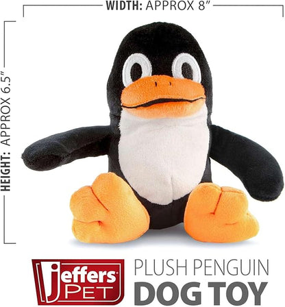 Jeffers Pet Plush Dog Toy with Squeaker, Black Penguin 6" - Soft Crinkle Fabric, Safe & Durable, Healthy Fun for Small & Medium Dogs, Interactive Play, Fetch, Tug - Best Gift for Active Games