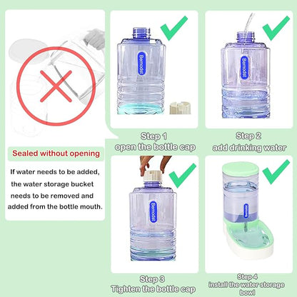 Bemodst Automatic Pet Water Dispenser - Automatic Cat & Dog Water Bowl, 3.8L Gravity Design, Suitable for Small & Medium-Sized Pets (Green)