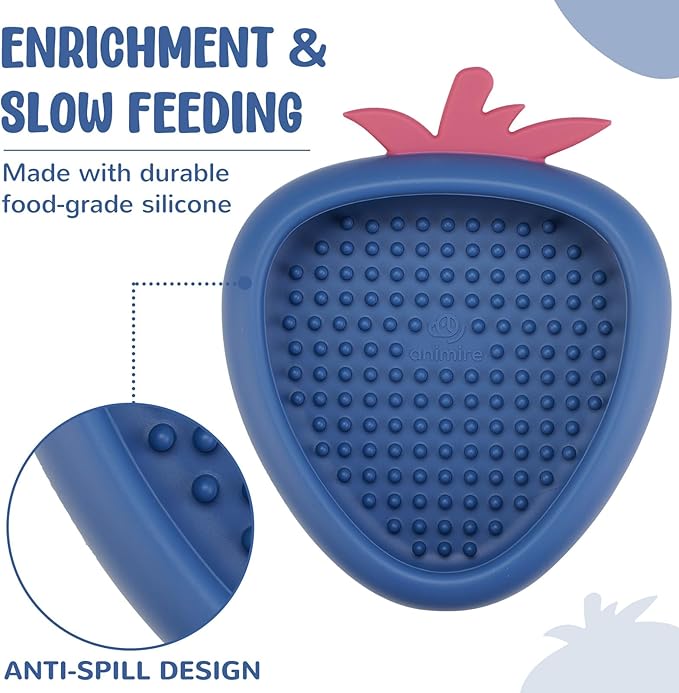 Freeze Dog Lick Bowl, Animire Non-Slip Slow Feeder Lick Mat for Dogs, Silicone Dog Enrichment Bowl for Distraction Anxiety Relief Boredom, BPA Free, Dishwasher Safe(Dark Blue,L)