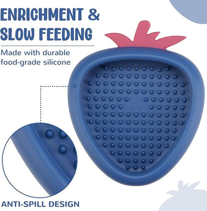 Freeze Dog Lick Bowl, Animire Non-Slip Slow Feeder Lick Mat for Dogs, Silicone Dog Enrichment Bowl for Distraction Anxiety Relief Boredom, BPA Free, Dishwasher Safe(Dark Blue,L)