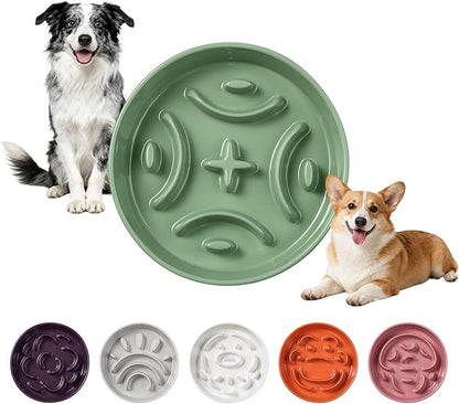 Ceramic Slow Feeder Dog Bowl - Maze Dog Bowl to Slow Down Eating - Feeding Dish for Fast Eaters - Ideal Food Control Dish for Medium to Large Breeds - 8.2 Inch - 1.8 Cups (180g) - Green