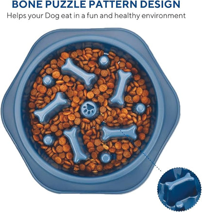 Sefa Slow Feeder Dog Bowl for Small/Medium Dogs, Anti-Choking Slow Feeder Bowl, Slow Feeding Puzzle Bowl, Anti-Slip Dog Bowl with Interactive Bone Shape Food Design, Polypropylene Material. (Blue)