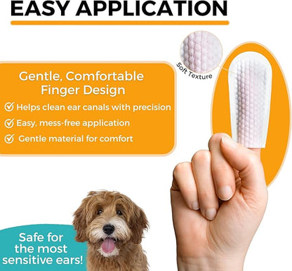 Nootie Medicated Ear Finger Wipes with Chlorhexidine for Dogs, Gentle Dog Ear Cleaning Wipes for Itchy, Sensitive Ears - Helps Remove Wax, Dirt Buildup, & Odor 80 Wipes - Made in USA