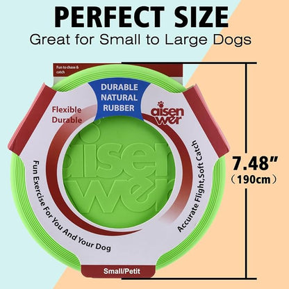 Dog Flying Disc - Durable Rubber Dog Toy for Fetch - Interactive Lightweight Flyer Dog Toys for Outdoor Playtime - Safer Disc for Healthy Activity - for Small/Medium Dogs