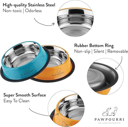 Printed Bowl 23.6 fl oz Anti-Skid Food and Water Dog Bowl | Stainless Steel Bowl for Dogs and Cats | Dog Water and Food Bowl | Dog Feeding Bowl (Red)