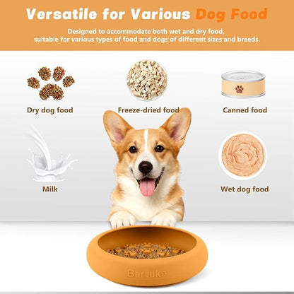 Dog Lick Bowl, Slow Feeder Dog Bowl Licking Mat for Small to Large Dogs, BPA-Free Non-Slip Silicone Slow Feeder Treat Dispenser for Anxiety Relief, Freezer & Dishwasher Safe (Orange, 8.2"×2")