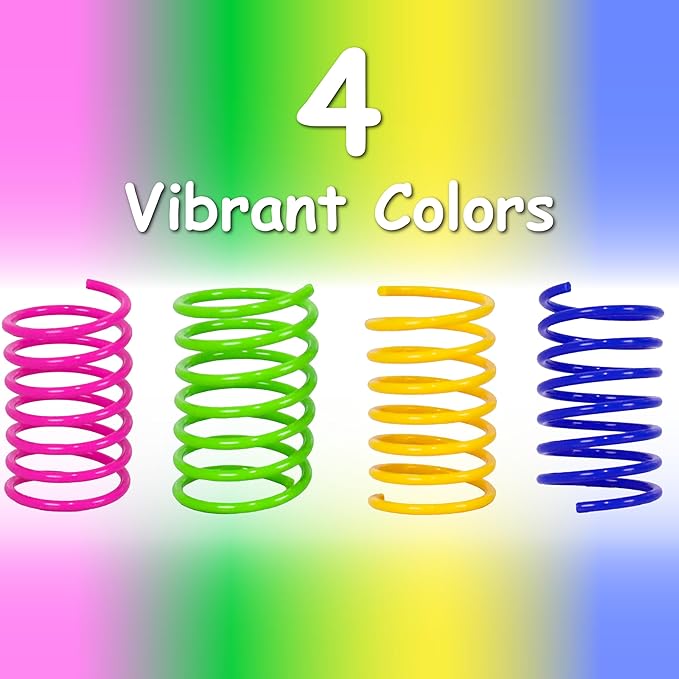 Cat Spring Toy, 60 Pcs Kittens Toys Plastic Colorful Coil Spiral Springs for Swatting, Biting, Hunting, and Active Healthy Play Interactive Cat Toys Indoor Cats