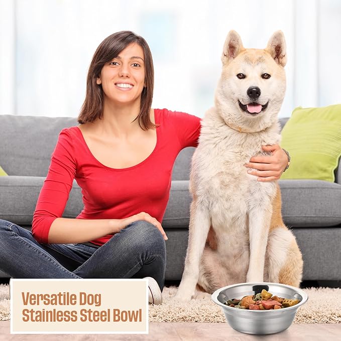 Nuanchu 15 Pack Stainless Steel Dog Bowls Bulk, 33.8 oz Pet Food Water Bowls for Medium Large Dogs/Cat, Dishwasher Safe Feeder for Multi-Pet Homes/Pet Shop