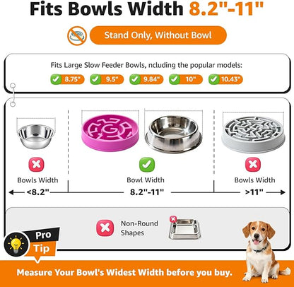 LOOBANI Elevated Dog Bowl Stand: Adjustable Width Anti-Slip Raised Dog Bowl Stand Food Feeder forAdult, Seniors, Older, Arthritis Dogs, Fits for Bowls Width 8.2"-11" (Without Bowls) Deep Blue Large