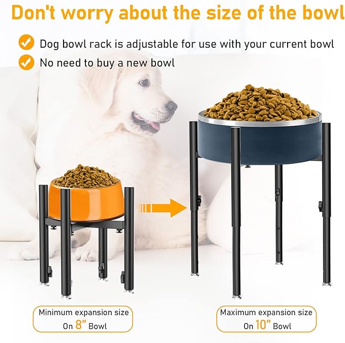 Adjustable Elevated Dog Bowl Stand，Fits 6-11inches Bowls,4 Height Adjustments. Holder for Raised Elevated Dog Food Water Bowl Feeder，for Large, Medium and Small Dogs