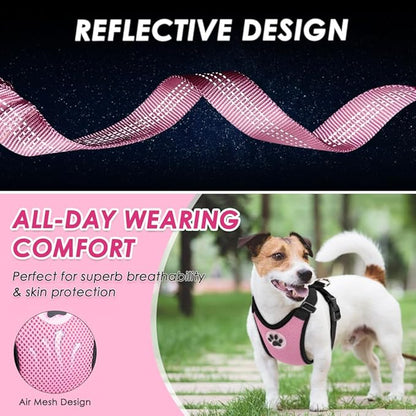 Lukovee Dog Seat Belt for Car, Adjustable Dog Car Harness for Large Medium Small Dogs, Soft Padded & Breathable Mesh Dog Seatbelt with Car Strap and Carabiner (A-Pink,XS)