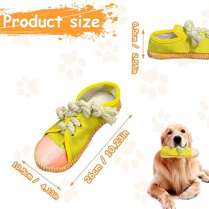 WishLotus Shoes-Shaped Dog Chew Toys, Tear-Resistant Plush Toys for Teeth Grinding & Relieve Boredom - Yellow