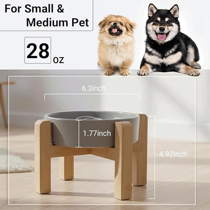 Petygooing Elevated Slow Feeder Ceramic Dog Bowls 8.26in, Slow Feeder Elevated Bowl for Small&Medium, Ceramic Slow Feeder Heavy Weighted Non-Toxic Non-Slip Puzzle Maze (Gray, 8.26in)