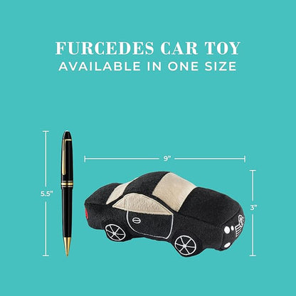 Haute Diggity Dog Furcedes Car Toy, Plush Designer Dog Toys with Interactive Squeaker, Stimulating Pet Enrichment, Machine-Washable & Safe Materials for All Breeds, One Size