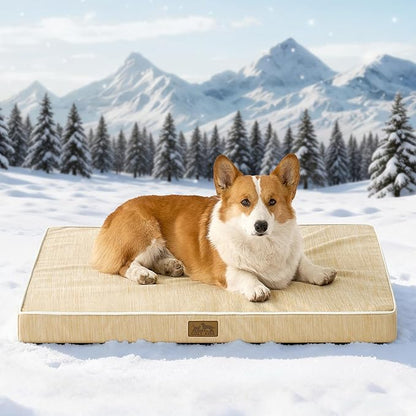 Cooling Dog Bed for Crate, Waterproof Orthopedic Dog Crate Mat with Removable Washable Cover, Egg Crate Foam Support Dog Bed, 36x27x3 Inch,Beige