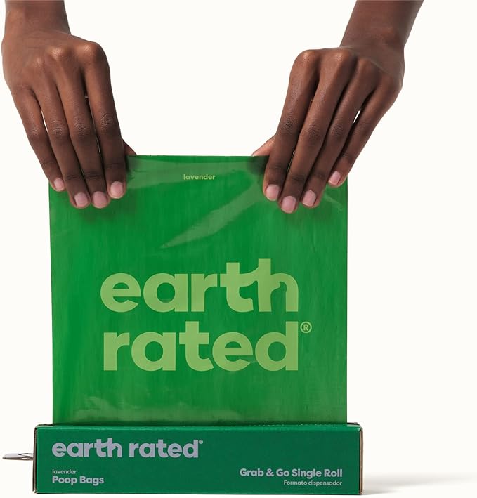 Earth Rated Dog Poop Bags, Thick Grab and Go Single Roll, Ideal for Backyard Pickups, Lavender Scented, 100 Count (Pack of 2)