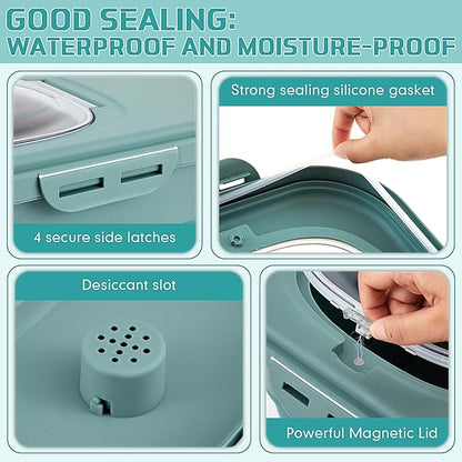 Juexica Collapsible Cat Litter Storage Bin Container with Rolling Casters, 20 Lbs Portable Cat Litter Storage Container with Airtight Lids, Shovel, Kitchen Cereal Rice Leakproof Sealable(Green)