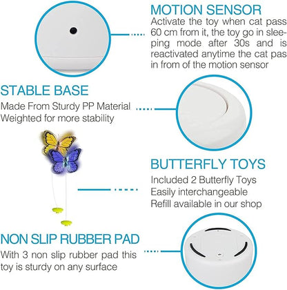 ALL FOR PAWS Motion Activate Cat Toys Interactive Flutter Butterfly Kitten Enrichment Toy with One Replacement for Indoor Cats