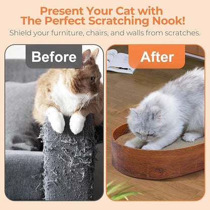3 Pcs 16 Inch Cat Scratching Board with Box, 2 in 1 Cardboard Cat Scratchers Bed for Indoor Cats, Round Scratch Bowl with Thicker Double-Sided Pad for Cats' Scratch Need