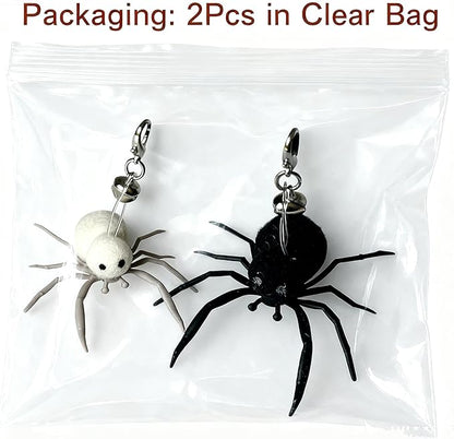 2Pcs Cat Toy Spider Refills – White & Black Heads with Bell/Lobster Claw, Feather Wand Replacement for Kitten Interactive Play