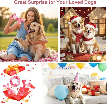 Rensh 3-Pack Tough Dog Chew Toys for Aggressive Chewers, Almost Indestructible Dog Toys for Medium Large Breed, Super Chew Toy to Keep Them Busy & Reduce Boredom, Teeth Cleaning Training, Milk Flavor