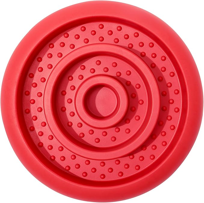 Slow Feeder Lick Mat for Dogs - Keep Them Busy - Natural Rubber Dog Frozen Treat Toys - Durable Interactive Enrichment Toys - Licking Dish for Dog De-Stressing, Red