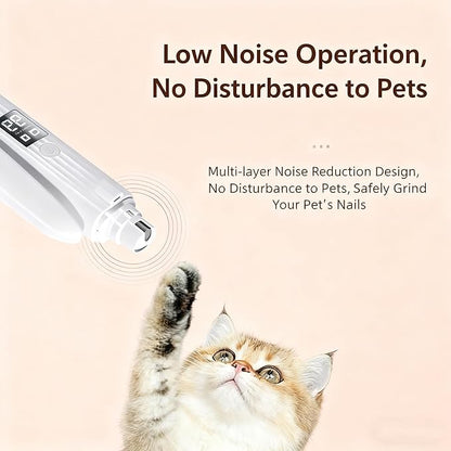 2-in-1 Dog Nail Clippers & Cat Nail Clipper with 2 LED Lights, USB Rechargeable with Smart Power Display, Low Noise Grooming Tool for Small, Medium, and Large Dog & Cat Nail Trimmer(White)