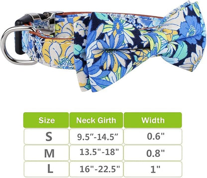 Faleela Cute Soft Girl Dog Collar with Bow, Bowtie Dog Collar for Boy,Detachable Adjustable Collar for Small Medium Large Pet