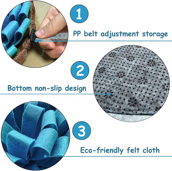 Dog Snuffle-Mat Slow-Feeder-Bowl - Simulating Grassland for Boredom, Encourages Natural Foraging Skills for Pet, Treat Indoor Outdoor Stress Relief（Blue）