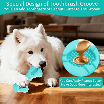 Natural Rubber Dog Chew Toys 4Pack,Tough Dog Toys for Aggressive Chewers Small Medium Breed,Interactive Dog Toys for Puppy to Clean Teeth Gum Massage,Tug & Fetch(Blue)