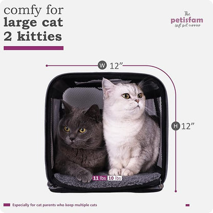 petisfam Soft Pet Carrier for Large and Medium Cats, 2 Kitties, Small Dogs. Easy to Get Cat in, Great for Cats that Don't Like Carriers (Viva Magenta)