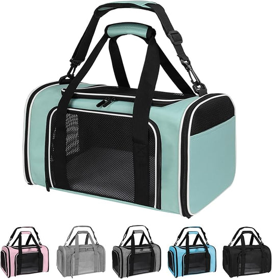 Carriers Soft-Sided Large Pet Carrier for Cats Dogs Small Animals Up to 25Lbs,Top Load Carrier,Ventilated Design,Portable Cat Carrier Airline Approved(X-Large,Green)