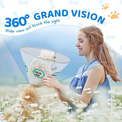 Supet Dog Cone Collar After Surgery to Stop Licking: Adjustable Recovery Elizabeth Collar Alternative for Large Medium Small Dogs, Plastic Pet Head Neck Cone (S)