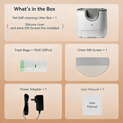 Self-Cleaning Cat Litter Box for Multiple Cats – Large Capacity, Open-Top Design with Enhanced Safety & Included Trash Bags (Upgraded Model)