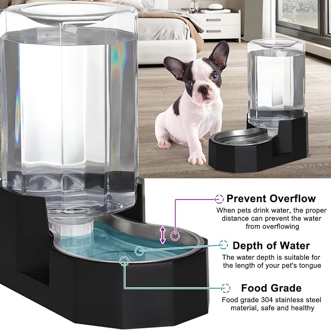 Sfozstra Large Dog Water Dispenser: 7L Automatic Gravity Water Feeder - Less Refills All-Day Water - No Mess Keeps Floors Dry - No Electricity - for Medium Dogs & Multi-Pet Homes - Workday/Pet Station