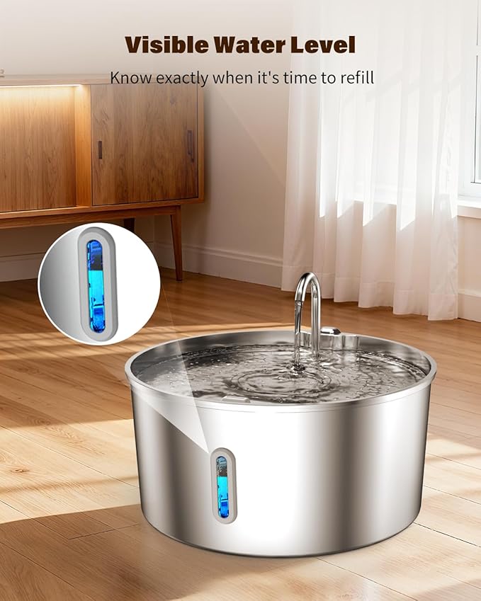 Dog Water Fountain for Large Dogs, 7L/236oz Stainless Steel Dog Water Bowl Dispenser, Automatic Pet Fountain with Ultra Quiet Pump, Large Drinking Area