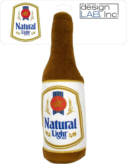 design LAB, Inc. Natural Light Beer Dog Toy | Official Merchandise Beer Bottle Squeaky Plush Toy for Dogs | 10 inch Small Novelty Dog Toys for Fun and Fetch