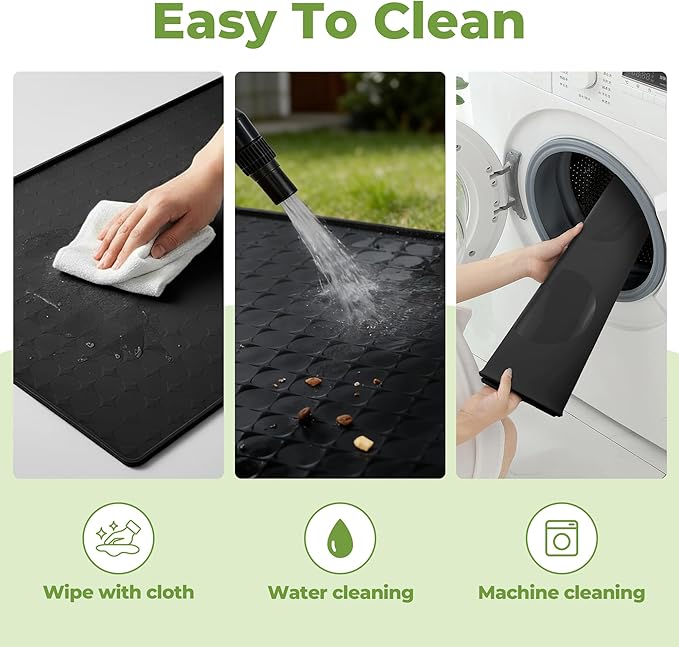 Extra Large 34x22 Inch Silicone Pet Food Mat - Waterproof Dog Mat for Food and Water Bowls, Non-Slip Cat Dog Bowl Mat Protects Floors from Mess, Easy Clean Silicone Mats for Dogs, Ideal Gift for Pets