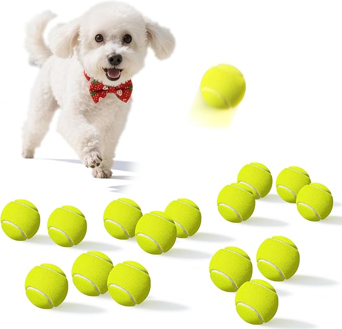 15 Pack Small Tennis Balls for Dogs, Easy Catching Pet Balls for Exercise and Fetch, 2-inch Dog Tennis Ball, Interactive Toys