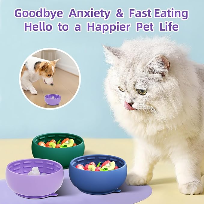 Purple Dog Puzzle Toy & Lick Mat for Bathing - Grooming Helper & Boredom Buster Slow Feeder Bowl with Suction Cups for Dogs and Cats - Interactive Treat Dispenser(Only for Small Dogs)