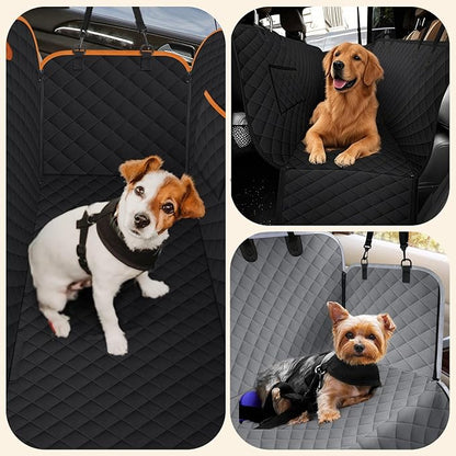 ELONGRIVER Dog Car Seat Cover for Back Seat Hammock 600D Waterproof Car Seat Protector for Dogs with Anti-Slip Scratch Proof Dog Seat Cover for SUV Truck Black with Orange X Large Size