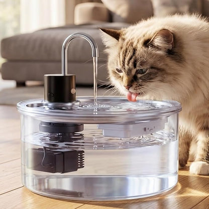 Wireless Cat Water Fountain Glass DIY - 108oz/3.2L Automatic Ultra-Quiet Cat Water Fountain Cordless, Glass Battery Operated Pet Fountain Rechargeable Water Dispenser for Cats, Puppy, Multiple Pets