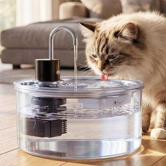 Wireless Cat Water Fountain Glass DIY - 108oz/3.2L Automatic Ultra-Quiet Cat Water Fountain Cordless, Glass Battery Operated Pet Fountain Rechargeable Water Dispenser for Cats, Puppy, Multiple Pets