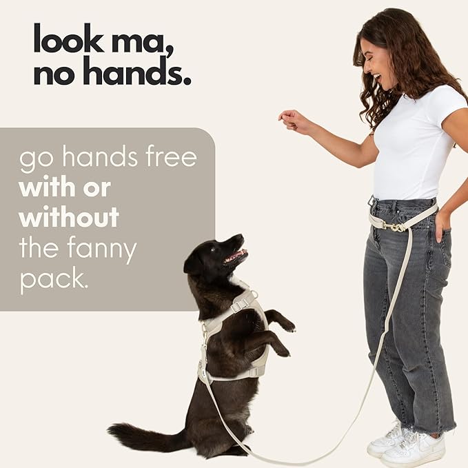 Hands Free Dog Leash with Treat Pouch – Waterproof Cross Body & Waist Leash for Dog Walking and Training with Poop Bag Holder - Cute Walking Accessories for Medium and Large