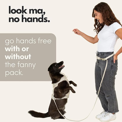 Hands Free Dog Leash with Treat Pouch – Waterproof Cross Body & Waist Leash for Dog Walking and Training with Poop Bag Holder - Cute Walking Accessories for Medium and Large