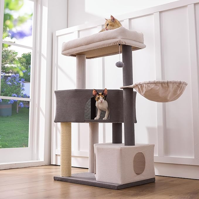 Gardner Pet 41" Cat Tree Corduroy for Medium-Large Cats, Heavy Duty Cat Trees Towers with 2.8in Posts & Washable Top Perches, Easy to Assembly