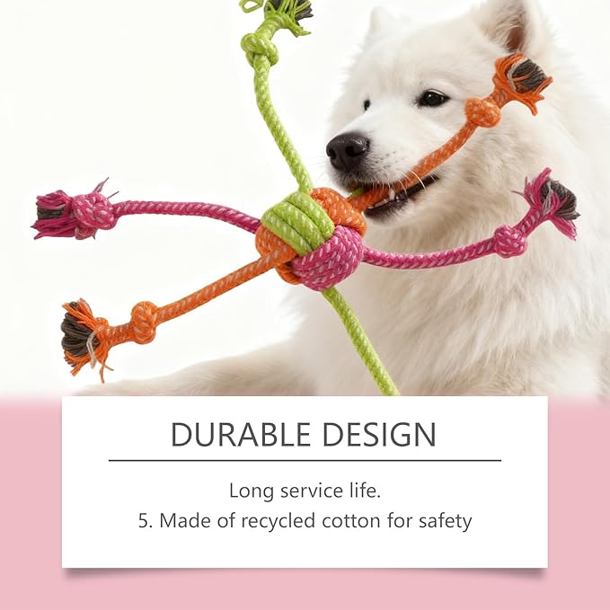 30 Inch Dog Rope Toy for Tug of War, Heavy-Duty Braided Cotton Rope Toy for Medium & Large Dogs, Interactive Chew & Dental Cleaning Toy