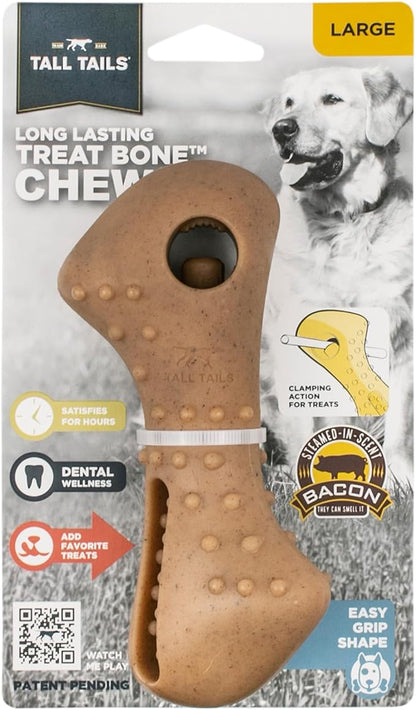 Tall Tails Bully Stick Holder & Chew Toy for Dogs – Bacon-Scented, Medium, Adjustable Treat Holder for Bully Sticks & Spreadable Treats, Choking Hazard Reducer, Durable & Dishwasher Safe