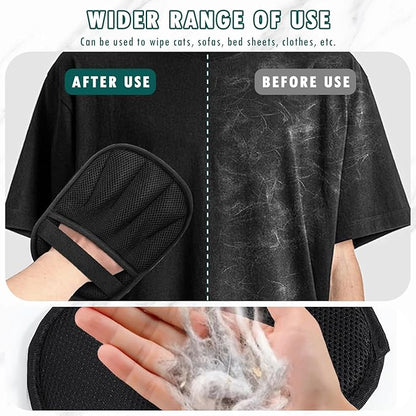 Aerbee Double-Sided Grooming Gloves for Pets, Static Removal Gloves for Dog Hair, Sueean Grooming Gloves for Cats, Reusable Pet Hair Remover Glove for Clothes Furniture Washing, Deshedding, Grooming